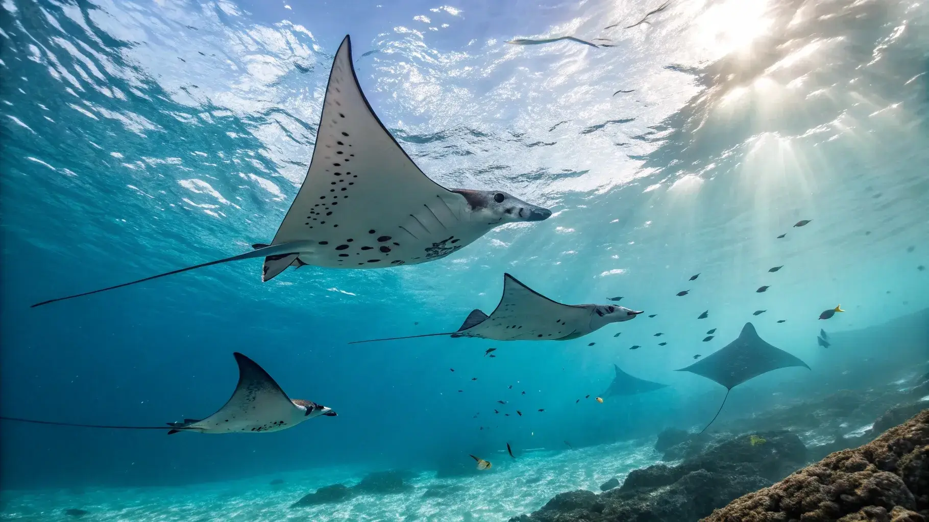 Manta ray diving around Galo Galo Island in Morotai island